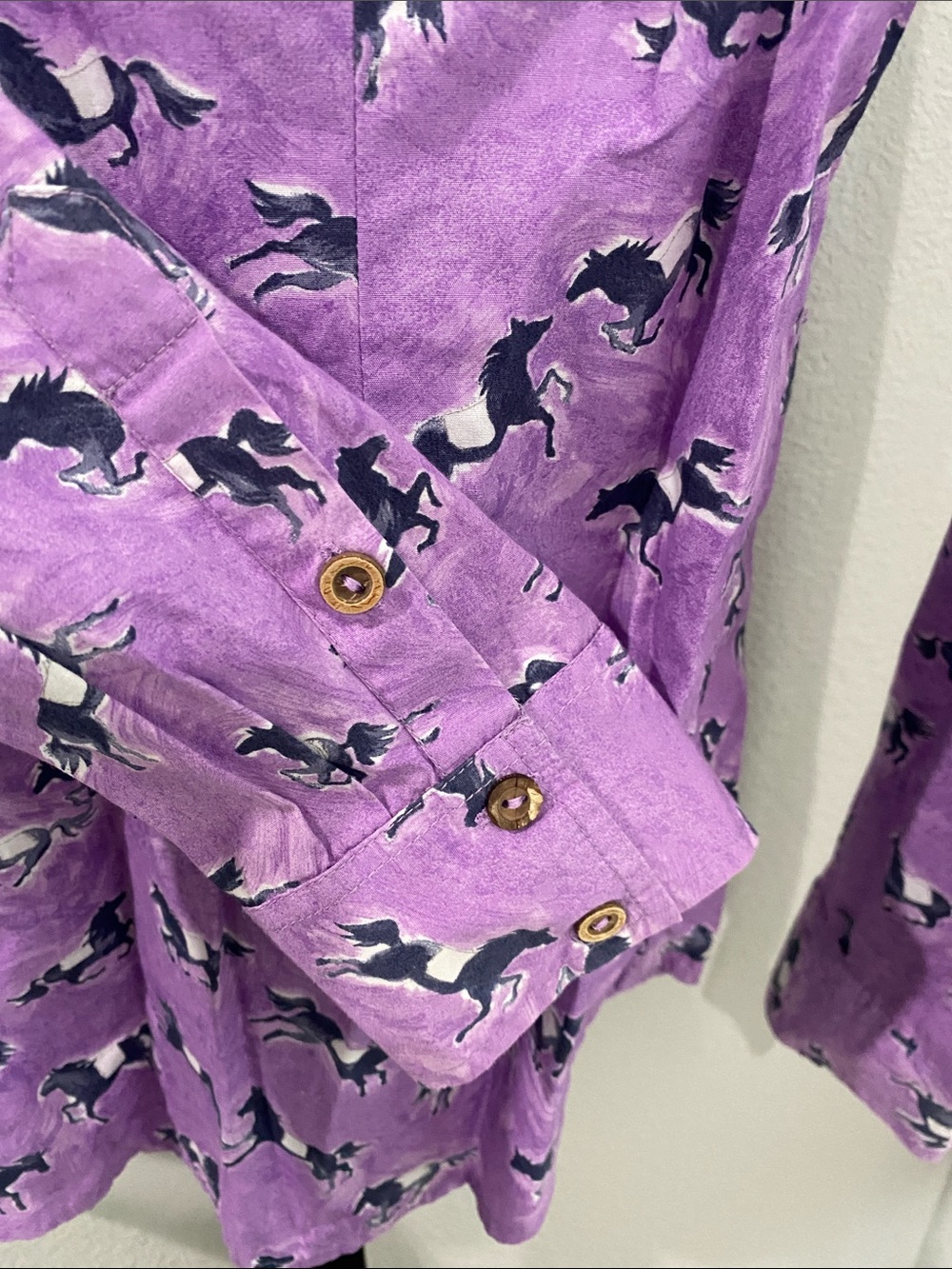 Odille Anthropolie Purple Horse Print Button-Down Shirt - Picture 4 of 7